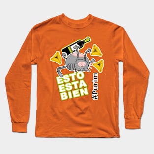 Purim Cat Esto Esta Bien - This is fine! Spanish Long Sleeve T-Shirt